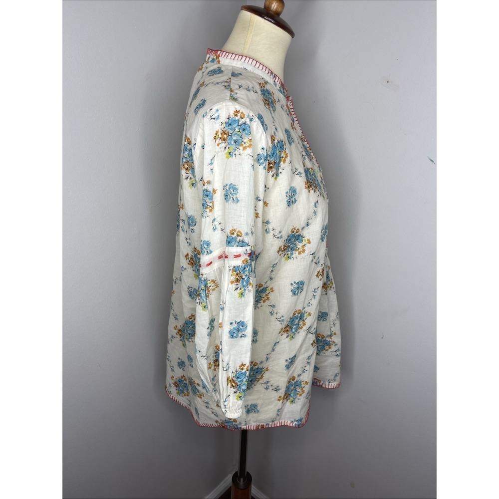 Johnny Was Leti Blouse Cream Floral Peasant Cottagecore Size Small S - Picture 5 of 10